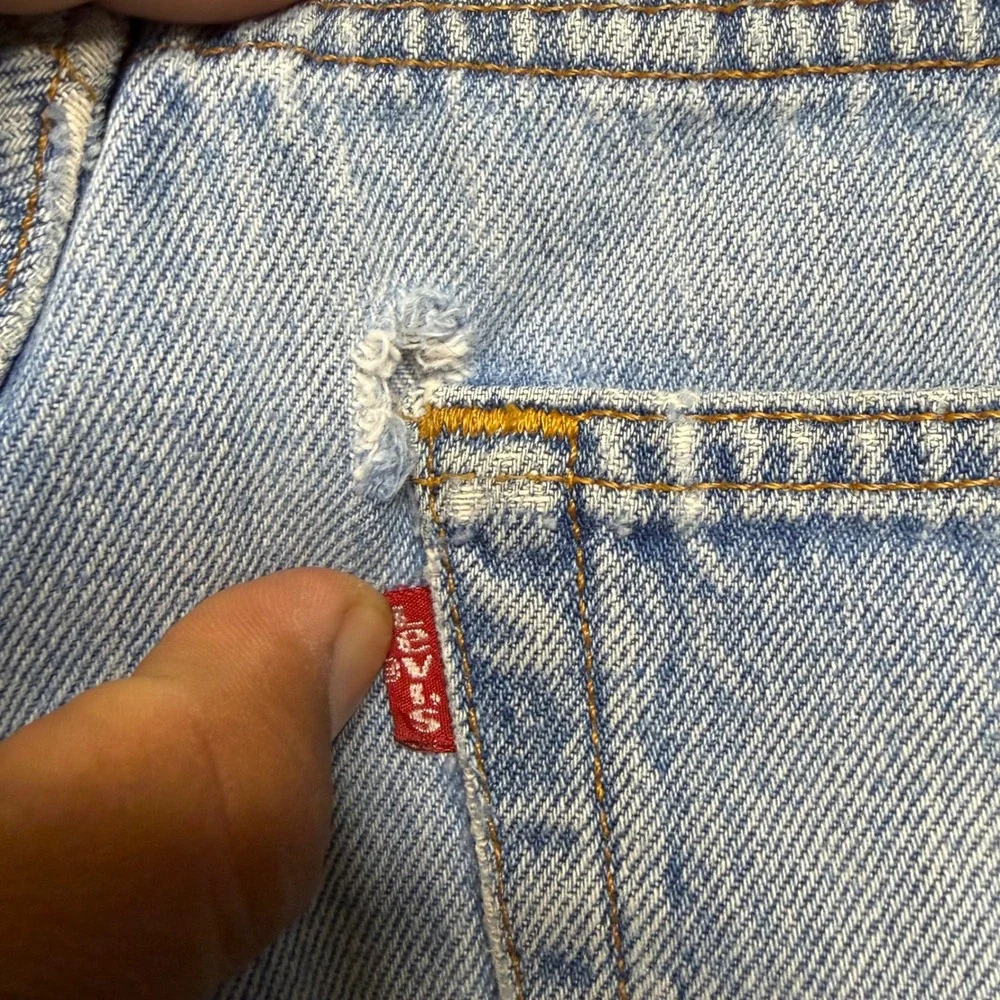 Levi's 501 Denim Shorts Mens 34 Light Wash Vintage 90s Distressed Cut Off USA